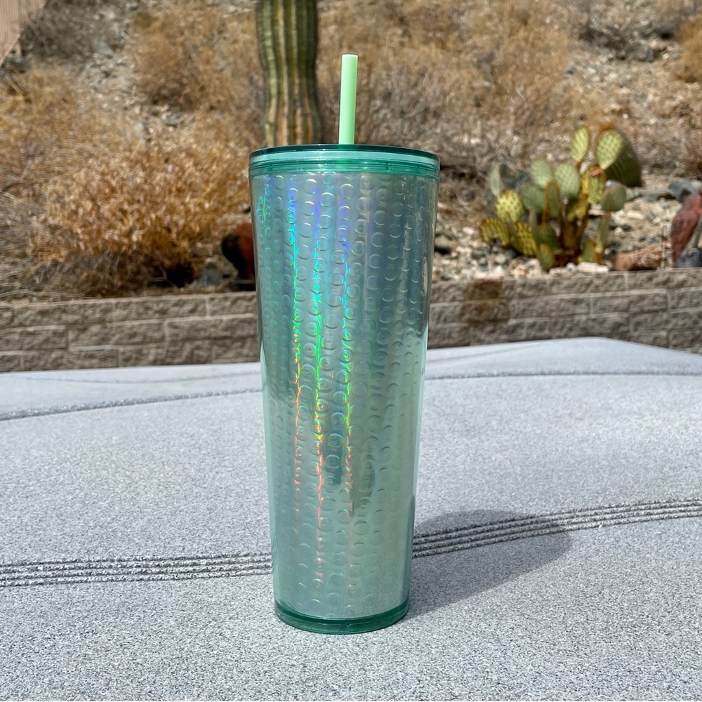 NWT Starbucks mint green purple iridescent Venti  Tumbler acrylic cup 24… - Picture 11 of 14